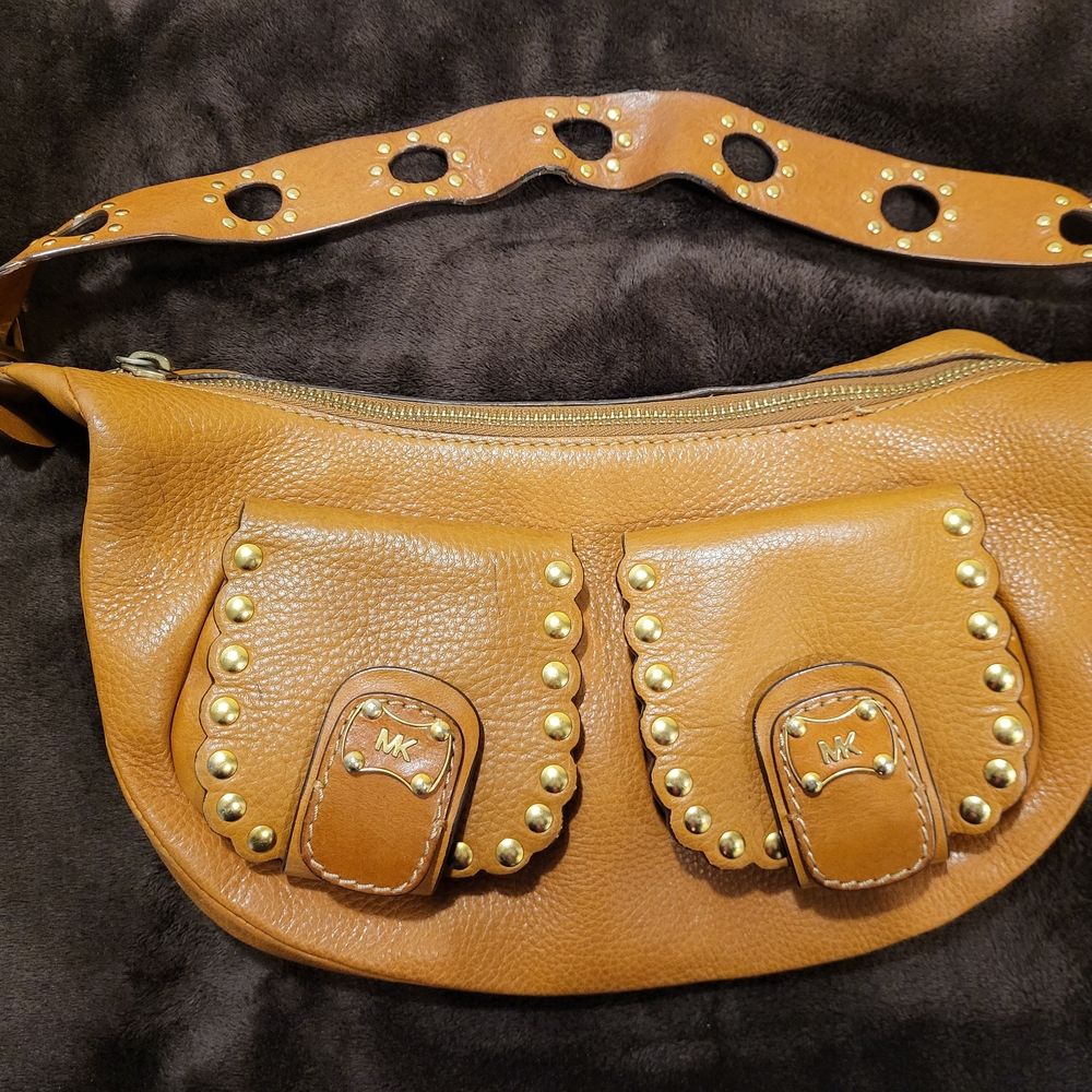 Y2K Michael Kors Leather Bag with Gold Accents